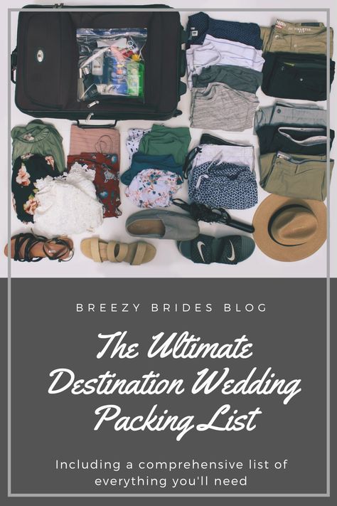 Destination Wedding Travel Checklist, Bride Packing List Destination Wedding, Packing List For Destination Wedding, Destination Wedding Checklist Packing, Beach Wedding Packing List, Destination Wedding Packing List Brides, Packing List For Wedding Guest, Destination Wedding Packing List Guest, Destination Wedding Must Haves