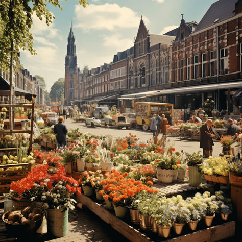 📸🌸 Take a digital stroll through history with our AI-generated picture of Amsterdam's Flower Market in the 1960s! This retro vintage photo captures the essence of a bygone era, bringing the vibrant and bustling atmosphere of the market to life. reetro.de #VintageAmsterdam #AIart #1960sNostalgia #RetroPhotography #FlowerMarket #VintageStyle #DutchHeritage #RetroDecor #DigitalArt #InstaRetro #AmsterdamFlowers #PastMeetsPresent Amsterdam Market, Amsterdam Flower Market, Oc Stuff, Retro Photography, Bygone Era, Retro Decor, Vintage Photo, Wine Bar, Flower Market