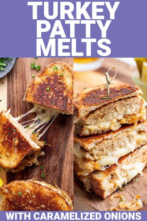 Ground Turkey Patty Melts Turkey Patties Healthy, Turkey Burger Patty Melt, Ground Turkey Patty Melt, Turkey Patty Melt Recipe, Turkey Patty Melt, Ground Turkey Dinner, Turkey Melts, Recipes Using Ground Turkey, Turkey Melt