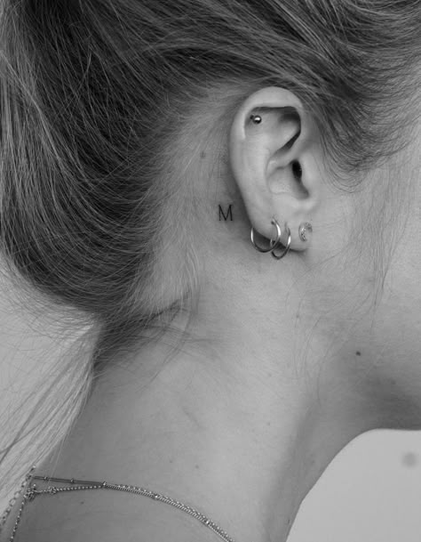 Back Ear Tattoo, Behind The Ear Tattoo Ideas, J Tattoo, Behind Ear Tattoos, Behind The Ear Tattoo, Ear Tattoo Ideas, Neck Tattoos Women, Ear Tattoos, Petite Tattoos