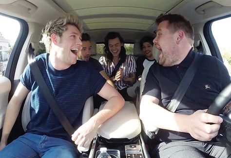 It's a Carpool Karaoke Christmas with James Corden and His Celebrity Friends | TV Guide James Corden Carpool, Harry Styles 2014, Carpool Karaoke, James Corden, Harry Styles Imagines, The Late Late Show, Chance The Rapper, Meghan Trainor, One Direction Pictures