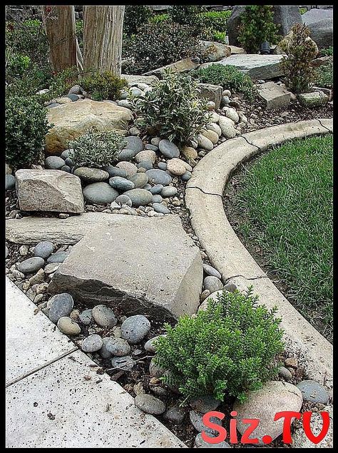 River Rock Decor, Front Yard Rock Garden, River Rock Garden, Garden Landscaping Ideas, Landscaping With Large Rocks Front Yard, Landscaping With Large Rocks Natural, Side Yard Landscaping, River Rock Landscaping, Front Garden Landscape