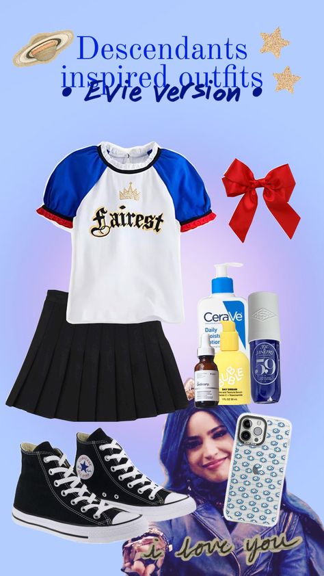 Evie Costume Descendants, Descendants Inspired Outfits, Evie Costume, Descendants Evie, Preppy Ootd, Evie Descendants, Descendants Costumes, Cow Nails, Disney Channel Stars