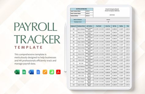 Payroll Tracker Template Employee Payroll Template, Resume Generator, Payroll Template, Indesign Free, Timesheet Template, Attendance Sheet, Reward And Recognition, Free Cover Letter, Bookkeeping Business