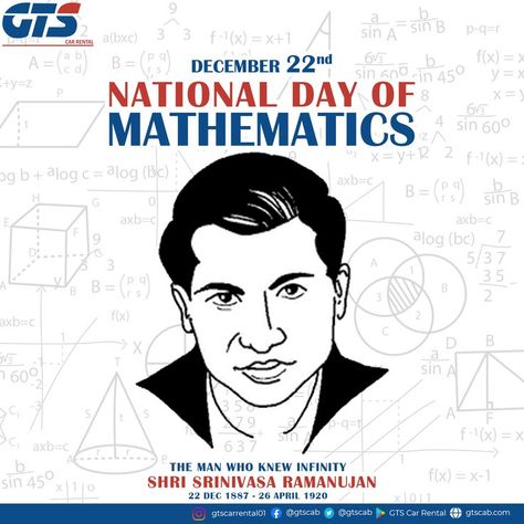 Ramanujan Mathematics Birthday, National Mathematics Day, Mathematics Day, Srinivasa Ramanujan, Maths Day, Math Work, 22 December, Study Motivation Quotes, Math Problems