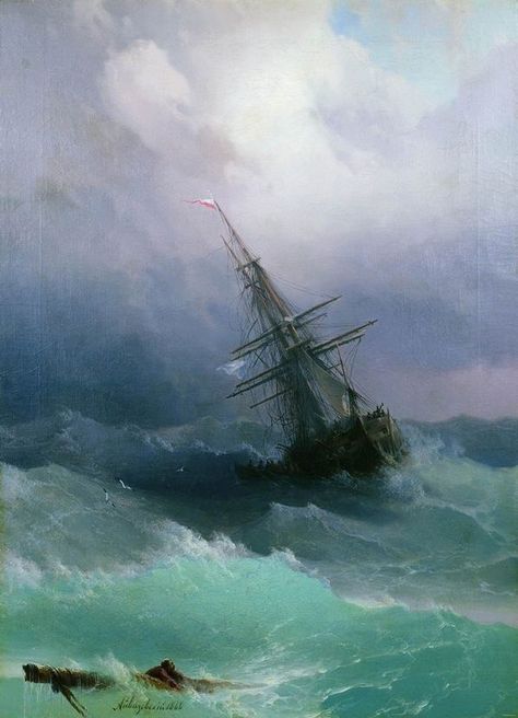 Ivan Aivazovsky, Boat Illustration, Stormy Seas, Ship Paintings, Stormy Sea, Sea Painting, Sirens, Fine Arts, Fine Art Painting