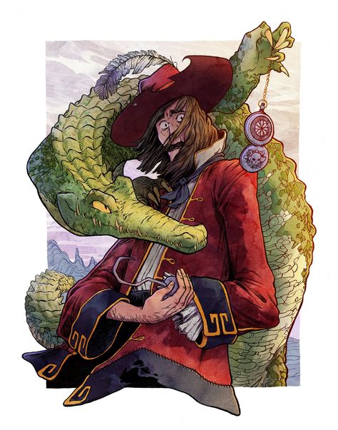 Captain Hook Fanart, Peter Pan Fanart, James Hook, Peter Pan Art, Disney Au, Peter Pan Disney, Animal Illustration Art, Disney Artwork, Dreamworks Animation