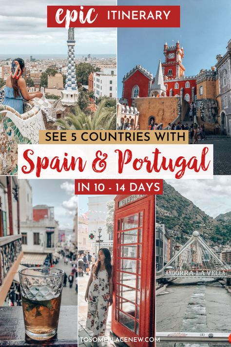 Spain and Portugal Travel itinerary 2 weeks | Spain and Portugal beautiful places to visit | See Spain Portugal Morocco Andorra Gibraltar and more #spain #portugal #europe 5 Days In Spain, Portugal Itinerary 10 Days, Portugal Hetalia, Travel Tips Europe, Backpacking Europe Packing, Portugal Tourism, Chat Memes, Europe Backpacking, Portugal Itinerary