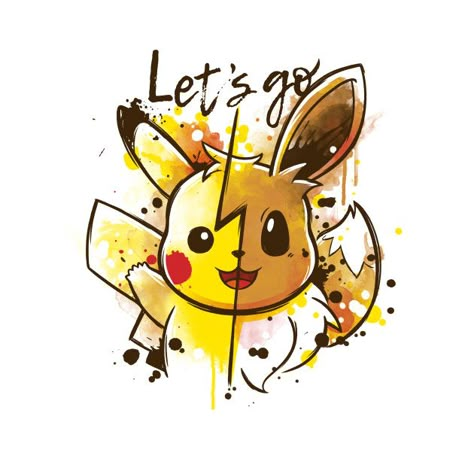 Check out this awesome 'Let%27s+go' design on @TeePublic! Pikachu Tattoo, Pikachu Drawing, Pikachu Art, Pokemon Poster, Pikachu Wallpaper, Pokemon Tattoo, Pokemon Eeveelutions, Cute Pikachu, Pokemon Eevee