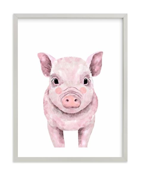 "Baby Animal Pig" by Cass Loh in beautiful frame options and a variety of sizes. Gender Neutral Nurseries, Classroom Designs, Pig Wall Art, Bathroom Theme, Neutral Nurseries, Baby Pig, Pig Art, Bathroom Art Prints, Art Shelves