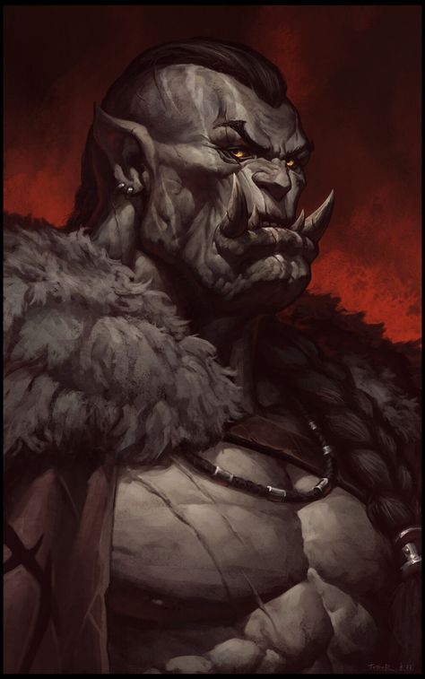 Half Orc Barbarian Male, Dnd Orc, Orc Warrior, Dnd Ideas, Warcraft Art, Fantasy Concept, Forgotten Realms, Paintings And Drawings, Fantasy Races