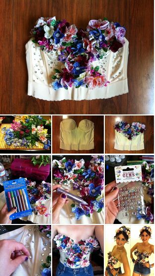 Fancy Made DIY - Bejeweled Floral Bustier Bonnaroo Outfits, Theme Carnaval, Fairy Halloween, Halloween Fairy, Floral Bustier, Diy Vetement, Music Festival Outfits, Fairy Costume, Diy Costumes