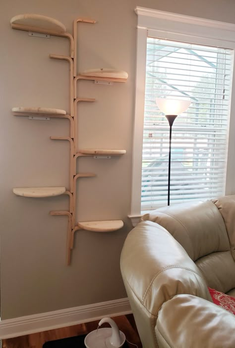 Mounted Cat Tree, Diy Cat Climbing Tree, Cat Ikea Hacks, Ikea Hacks Cats, Cat Shelves Diy Climbing Wall Ikea Hacks, Ivar Cat Tree, Ikea Hacks Cat, Ikea Cat Tree, Ikea Cat Hack