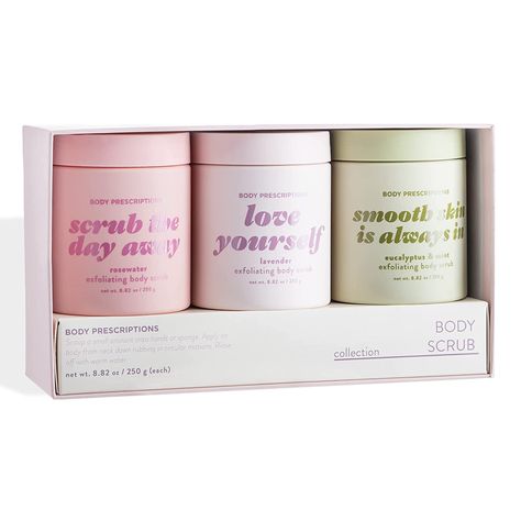 Exfoliating Body Scrub 3 Pack Minis, Daily Body Wash Infused with Lavender, Rosewater, Eucalyptus & Mint, 8.82 oz | Body Prescriptions Body Prescriptions, Skin Scrub, Exfoliating Gloves, Exfoliating Body Scrub, No Bad Days, Eucalyptus Mint, Improve Skin Tone, Body Exfoliator, Body Cleanser