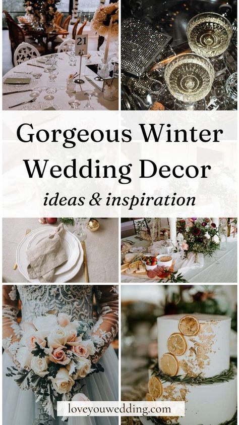 Looking for the perfect elegant winter wedding color schemes and decoration ideas? We’re sharing a collection of the most gorgeous winter wedding décor and color ideas. Find the best romantic, green, blue, and moody winter wedding color palettes for 2024 and the most elegant, romantic, rustic, simple, and outdoor winter wedding decoration ideas. moody romantic wedding décor, winter woodsy wedding Rustic Winter Wedding Colors, February Wedding Colors, Moody Winter Wedding, Moody Romantic Wedding, Wedding Color Schemes Winter, Winter Favors, Diy Winter Wedding, Winter Wedding Color Palette, Outdoor Winter Wedding