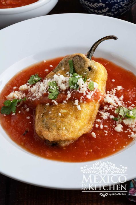 Chile Relleno Recipe New Mexico Chile Rellenos, Chili Relleno Recipe Authentic, Patti Jinich, Stuffed Chili Relleno Recipe, Mexico In My Kitchen, Latino Recipes, Chile Relleno Recipe, Rellenos Recipe, Mexican Enchiladas