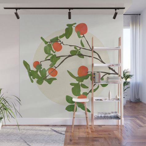 With our Wall Murals, you can cover an entire wall with a rad design - just line up the panels and stick them on. They're easy to peel off too, leaving no sticky residue behind. With crisp, vibrant colors and images, this stunning wall decor lets you create an amazing permanent or temporary space. Available in two floor-to-ceiling sizes.      - Size in feet: 8' Mural comes with four 2'(W) x 8'(H) panels   - Size in feet: 12' Mural comes with six 2' x 8' panels   - Printed on self-adhesive woven Abstract Tree Mural, Orange Tree Branch, Mural Tree, Grass Graphic, Kitchen Mural, Tree Branch Wall, Tree Wall Murals, Tree Mural, Book Cafe