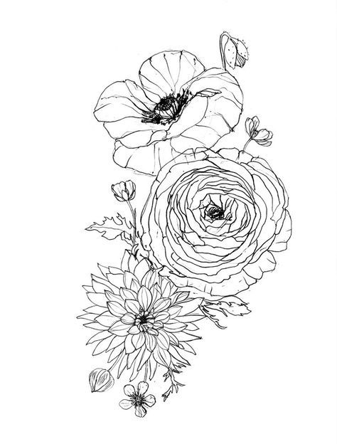 Ranunculus Flower Tattoo, Ranunculus Sketch, Ranunculus Tattoo, Tattoo Black And White, Wrist Tattoos For Guys, Small Wrist Tattoos, Disney Tattoo, Full Sleeve Tattoos, Different Tattoos