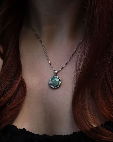 Siren Necklace, Siren Aesthetic, The Siren, Ocean Theme, Ocean Themes, Brass Accents, Sirens, Ethiopian Opal, The Ocean