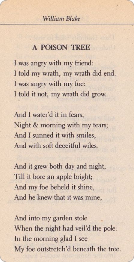 A Poison Tree, The Poison Tree, Poison Tree William Blake, A Poison Tree William Blake, The Oak Tree Poem, Famous Poems William Shakespeare Poetry, William Blake Songs Of Innocence, Poison Tree, English Literature Notes