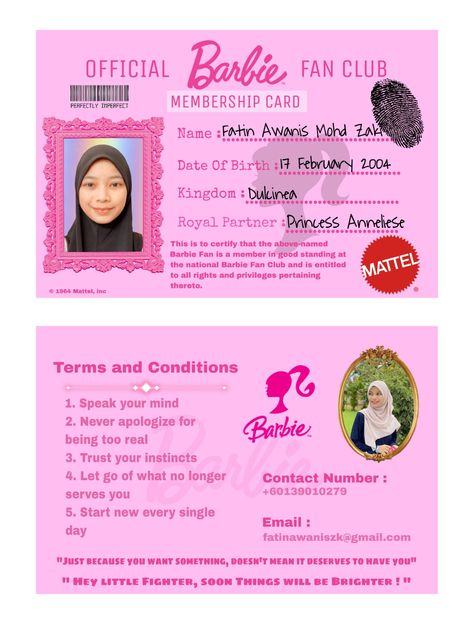 Barbie Membership Card, School Campaign Posters, Aesthetic Business, Reunion Games, Adorable Homes Game, Vip Card, Barbie Theme, Booklet Design, Campaign Posters