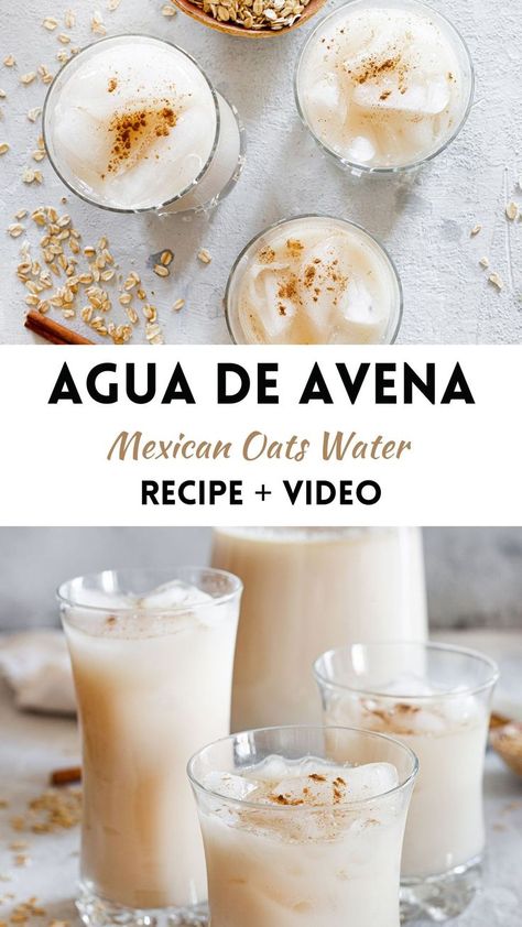 Mexican Waters Aguas Frescas, Oatmeal Water Recipe, Mexican Oatmeal Drink, Mexican At Home, Oat Horchata, Mexican Avena, Aguas Frescas Mexicanas Recipes, Oat Water, Avena Recipe