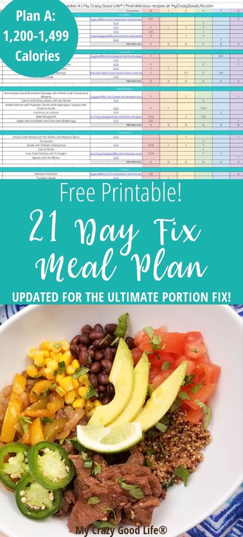 This free printable 21 Day Fix meal plan is for Bracket A (1200-1499 calories). This Ultimate Portion Fix meal plan is updated for Plan A. Check the website for other brackets! 21 Day Fix Meal Plans | Portion Fix Meal Plans | Beachbody's UPF #21dayfix #beachbody #mealplans #portionfix Ultimate Portion Fix Meal Plan, Portion Fix Meal Plan, Beachbody Meal Plan, 21 Day Meal Plan, 21 Day Fix Meal Plan, Daily Meal Plan, Vegetarian Meal Plan, Ketogenic Meal Plan, 21 Day Fix Meals