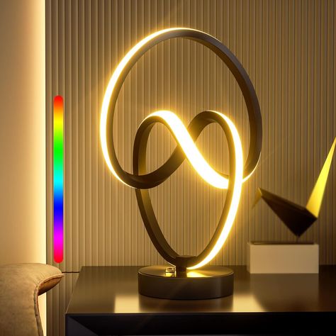 airnasa LED Unique Spiral Lamps, RGB TouchModern Dimmable Bedside, Table, Cool Lamp with 10 Lighting Modes for Decorate Bedroom Living Room Office Holiday Gifts Modern Table Lamps Bedroom, Modern Nightstand Lamps, Small Bedside Lamps, Holiday Office Gifts, Unique Nightstand, Trophy Design, Express Love, Cool Lamps, Nightstand Lamp