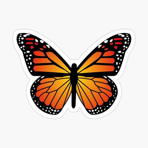 Aesthetic Orange Images, Orange Stickers Aesthetic Printable, Orange Butterfly Aesthetic, Printable Topper, Orange Stickers, Orange Butterflies, Butterfly Image, Gradient Butterfly, Learn To Sketch