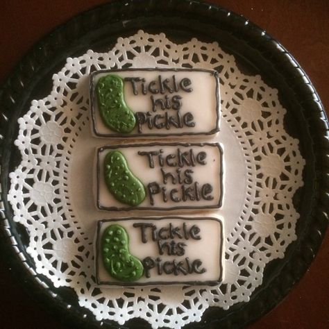 Tickle his pickle She Tickles His Pickle Bachelorette, Pickle Themed Party, Pickle Themed Bachelorette Party, Pickle Bachelorette Party, Bachelorette Cookies, Pink Bachelorette Party, Bachelorette Bachelor Party, Bachelorette Themes, Bachelorette Party Planning