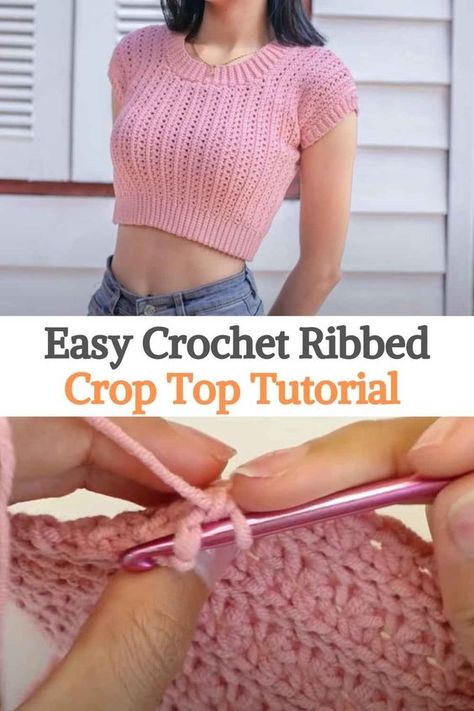 Crochet Shirt Pattern, Crop Top Pattern, Crochet Crop Top Pattern, Crochet T Shirts, Crochet Tops Free Patterns, Crochet Summer Tops, Kawaii Crochet, Haken Baby, Crochet Fashion Patterns