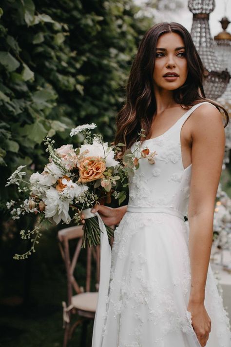 Off The Shoulder A Line Dress, Square Neck Aline Dress, Dainty A Line Wedding Dress, A Line Wedding Dress Flowy, Small Detail Wedding Dress, Wedding Dresses Simple Floral, Micah Love Is Blind Wedding Dress, A&be Bridal Shop Minneapolis, Simple Textured Wedding Dress