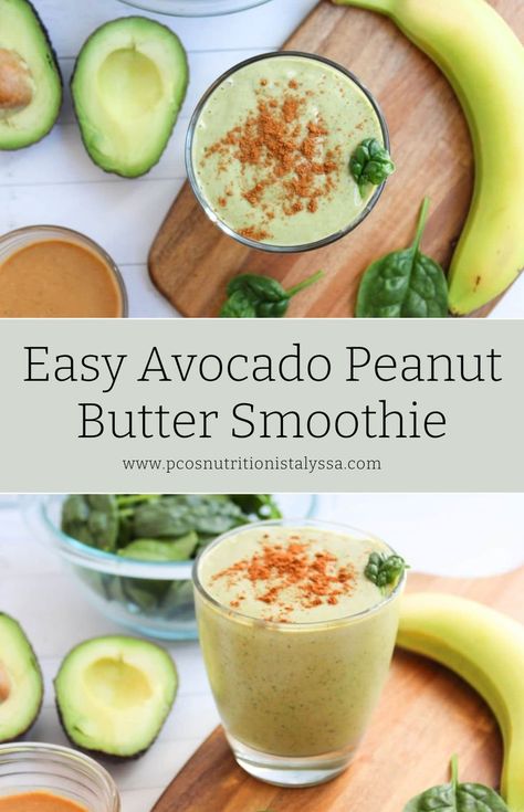 Try this spinach avocado peanut butter smoothie, the best smoothie with avocado for a thick and creamy texture. Made with peanut butter and protein powder, this peanut butter avocado smoothie is perfect for a nutritious boost. Avocado Peanut Butter, Smoothie High Protein, Smoothie With Avocado, Banana And Peanut Butter, Date Smoothie, Spinach Avocado, Hearty Snacks, Best Smoothie, Peanut Butter Smoothie