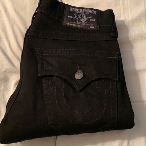 Men’s True Religion Jeans Baggy True Religion Jeans, Black True Religion Jeans, True Religon, True Religion Jeans Men, True Jeans, Jean Shirt Dress, Baby Boy Swag, Horror Punk, Cool Ear Piercings