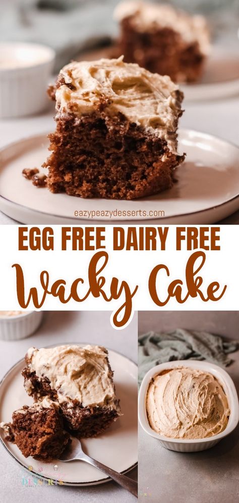 This wacky cake recipe with peanut butter frosting is a delicious, decadent & frugal dessert that’s made using only one pan and pantry staples ingredients! Recipe With Peanut Butter, Wacky Cake Recipe, Mouthwatering Desserts, Wacky Cake, Homemade Strawberry Sauce, Dessert Cakes, Homemade Snickers, Baking Stuff, Peanut Recipes