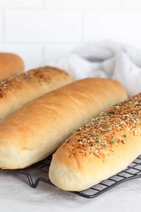 Sub Rolls Homemade Sub Rolls, Sub Buns Recipe, Submarine Bread Recipe, Sub Roll Recipe, Hoagie Roll Recipe, Sandwich Roll Recipe, Sub Rolls, Homemade Sandwich, Wheat Recipes