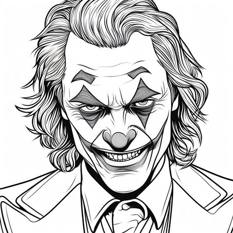 Joker Outline, Joker Drawing Sketches, Joker Tattoo Stencil, Drawing Of Joker, Harley Quinn Coloring Pages, Joker Black And White, Lining Tattoo, Joker Art Drawing, Joker Sketch