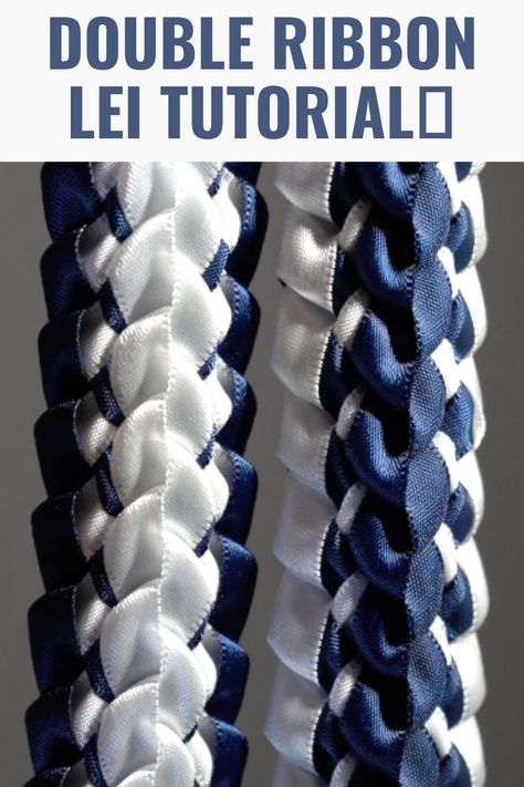 ribbon lei graduation class of celebrate tutorial Ribbon Leis Diy Tutorials, Double Ribbon Lei, Ribbon Lei Tutorial, Graduation Lei Ideas, Lei Tutorial, Graduation Leis Diy Ribbons, Graduation Leis Diy, Gym Party, Yale Bulldogs