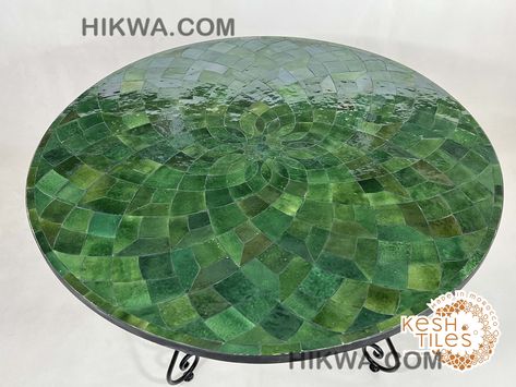 AMAZING MOSAIC TABLE, Handmade Round Green Table, Traditional Custom Made Flower Design,  Luxurious Outdoor Patio Furniture For Home Decor Check more at https://hikwa.com/product/amazing-mosaic-table-handmade-round-green-table-traditional-custom-made-flower-design-luxurious-outdoor-patio-furniture-for-home-decor/ Mosaic Round Table, Info Table, Tiled Table, Moroccan Side Table, Balcony Table, Table Garden, Moroccan Furniture, Mosaic Table Top, Porch Balcony