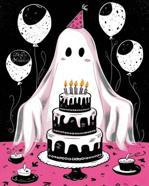 Spooky Birthday Aesthetic, Spooky Birthday Wishes, Birthday To Me, It's My Birthday Aesthetic, Ghost Wallpaper Iphone, Halloween Ilustraciones, Birthday Ghost, Birthday Witch, Happy Birthday Halloween