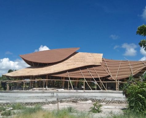 Bamboo Building Projects | Studio WNA Bamboo Building Architecture, Bamboo Roof Design, Curved Building, Sumba Island, Curve Building, Filipino Architecture, Bamboo Roof, Ancient Egyptian Architecture, Interior Design Sketchbook