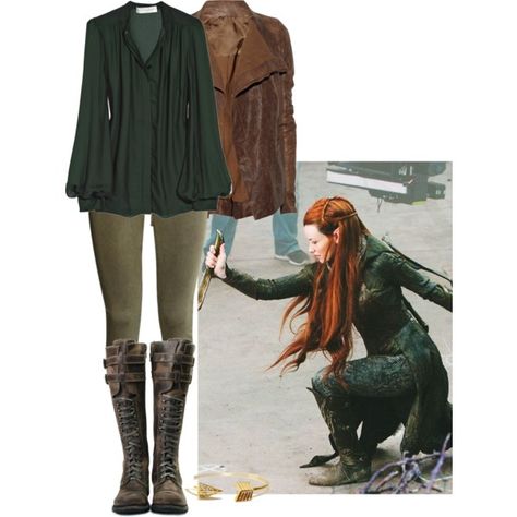 "Tauriel Outfit" by medicatewithtea on Polyvore Elven Inspired Outfit, Lord Of The Rings Inspired Outfits, Casual Elf Outfit, Tolkien Inspired Outfits, Tauriel Outfit, Lord Of The Rings Fashion Inspired Outfits, Elf Inspired Outfit, Tauriel Inspired Outfit, Lotr Inspired Outfits Elves