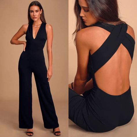 Nice Thick Material. Black Backless Jumpsuit Outfit, Black Jumpsuit Wedding, Black Jumpsuit Outfit, Lulus Jumpsuit, Black Backless Jumpsuits, Party Jumpsuit, Lulu Pants, Casual Formal Dresses, Wedding Jumpsuit