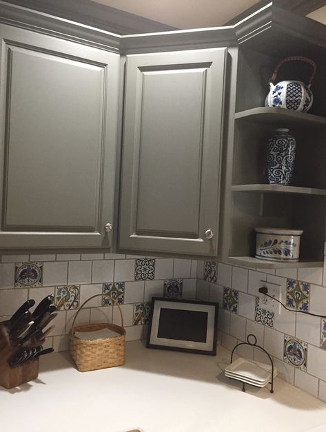 Pewter Kitchen Cabinets, Old Village Paint, Pewter Kitchen, Pewter Paint, Historic Colours, Historic Restoration, Old Village, Painted Cabinets, House Paint Interior