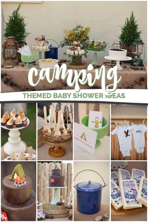 A Rustic Chic Boy’s Camping Themed Baby Shower Outdoorsy Baby Shower, Adventure Baby Shower Theme, Camping Baby Shower Theme, Camping Baby, Adventure Awaits Baby Shower, Adventure Baby Shower, Camping With A Baby, Outdoor Baby Shower, Adventure Baby