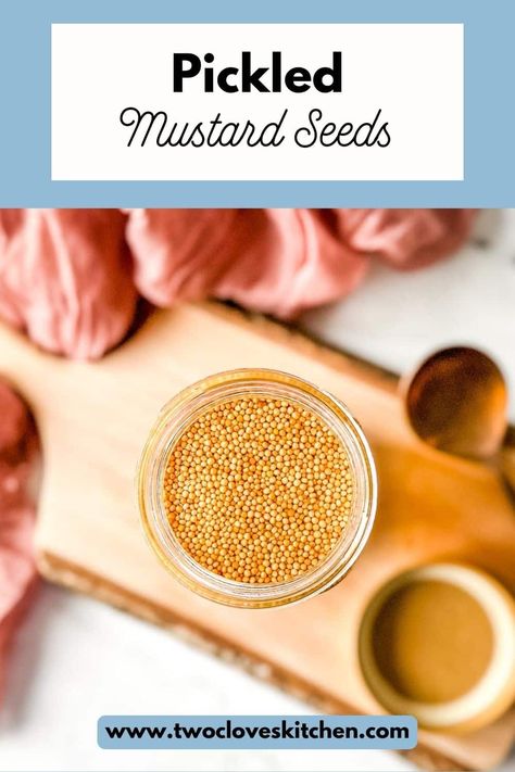 These pickled mustard seeds are a delicious homemade condiment that adds tiny bursts of lightly sweet, tart, savory flavor and texture to your meal. They're perfect as a garnish! Tart Savory, Pickled Mustard Seeds, Best Vegetarian Dishes, Salsa Sauce, Homemade Condiments, Garlic Noodles, Condiment Recipes, Mustard Seeds, Sweet Tart