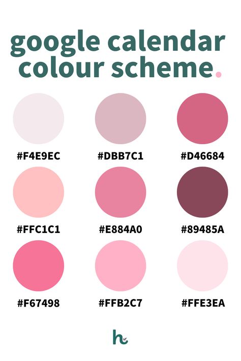 Elevate your Google Calendar game with these cute and aesthetic pastel themes. Dive into a world of whimsy and organisation with these adorable pastel dreams! Google Calendar Colour Palette, Google Calendar Colour Scheme, Google Calender Colours, Google Calendar Pink Color Scheme, Google Calendar Color Scheme Hex Codes Pink, Google Calender Colour Scheme Pastel, Google Calendar Hex Codes Pastel, Google Calender Tips, Google Calender Ideas