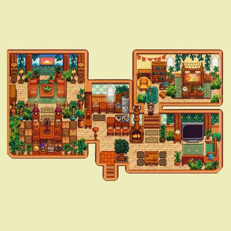 Stardew Design House, Island House Stardew Valley, Stardew Island Farm, House Stardew Valley Ideas, Ginger Island House Layout, Ginger Island House Design, Stardew House Decor, Stardew Valley Island Farm Layout, Stardew Decoration Ideas