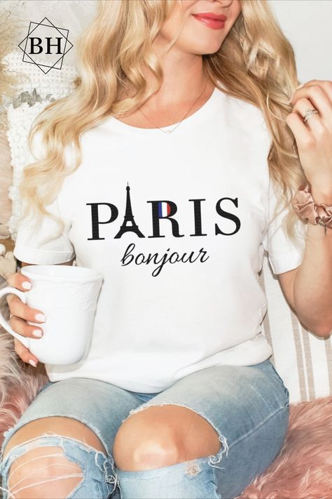 Paris Shirt Women French Shirt Cute Travel Gift Ideas Women Tshirt Paris Outfit French T shirt Etsy Gift Ideas Women, French Outfits, Tshirt Graphics, Travel Gift Ideas, Paris Tee, Paris Gifts, French Gifts, Paris Shirt, Paris T Shirt