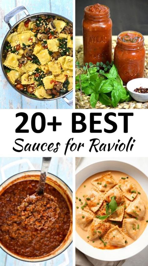 sauces for ravioli pin Homemade Sauce For Ravioli, Best Sauce For Ravioli, Garlic Butter Ravioli Sauce, Light Ravioli Sauce, Sauces For Ravioli, Sauce For Ravioli, Cheesy Pasta Sauce, Chicken Ravioli, Best Sauces